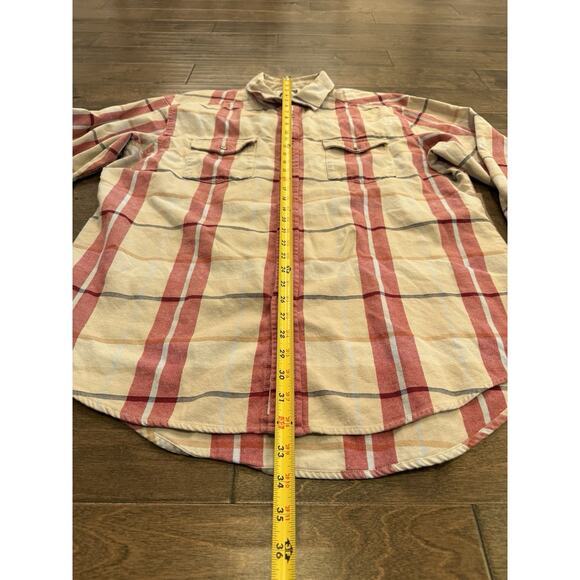 Mountain Khakis Mens Beige Red Plaid Flannel Button Up Long Sleeve Shirt Size L - Picture 7 of 8